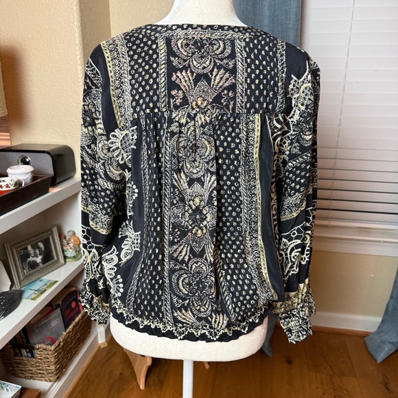 Akiko 100% Silk Peasant Blouse Size M - Picture 3 of 8